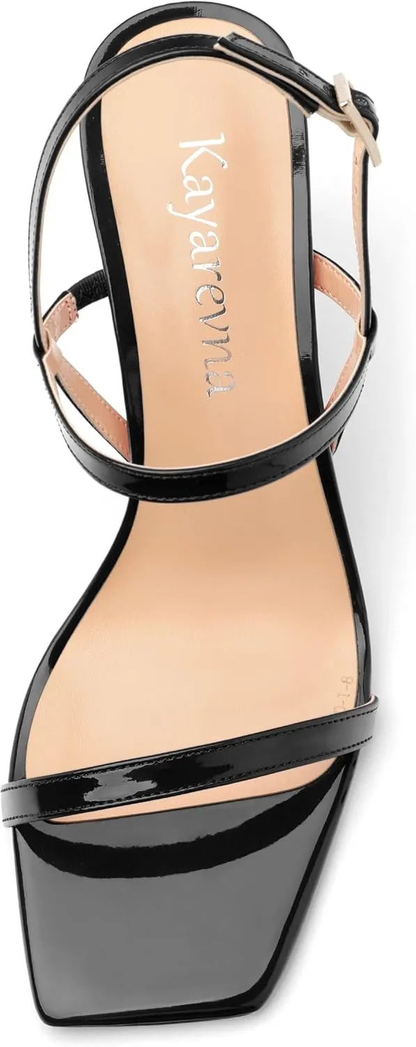 Women's High Heels Sandals, Slingback Heels Square Toe Shoes for Womens