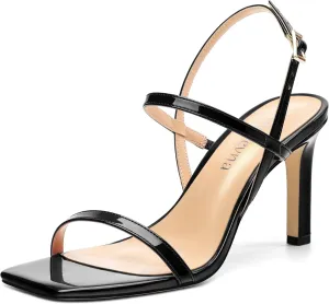 Women's High Heels Sandals, Slingback Heels Square Toe Shoes for Womens