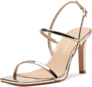 Women's High Heels Sandals, Slingback Heels Square Toe Shoes for Womens