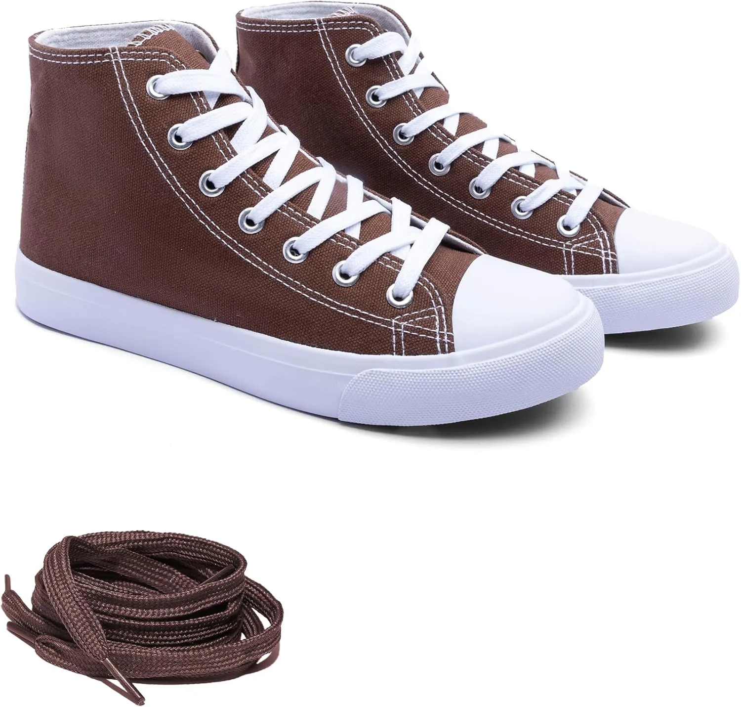 Women's High-Top Canvas Sneakers  Classic Lace-Up Casual Shoes with Extra Shoelaces  Comfortable, Stylish, and Durable