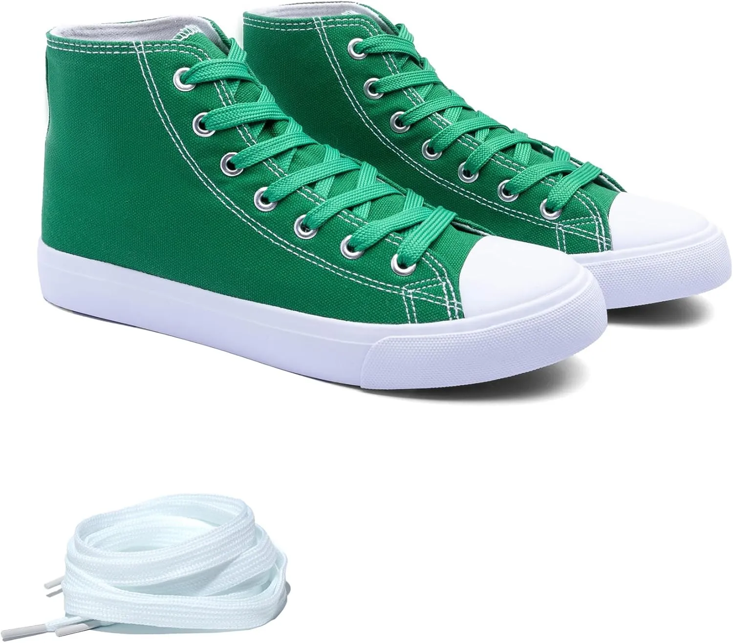 Women's High-Top Canvas Sneakers  Classic Lace-Up Casual Shoes with Extra Shoelaces  Comfortable, Stylish, and Durable