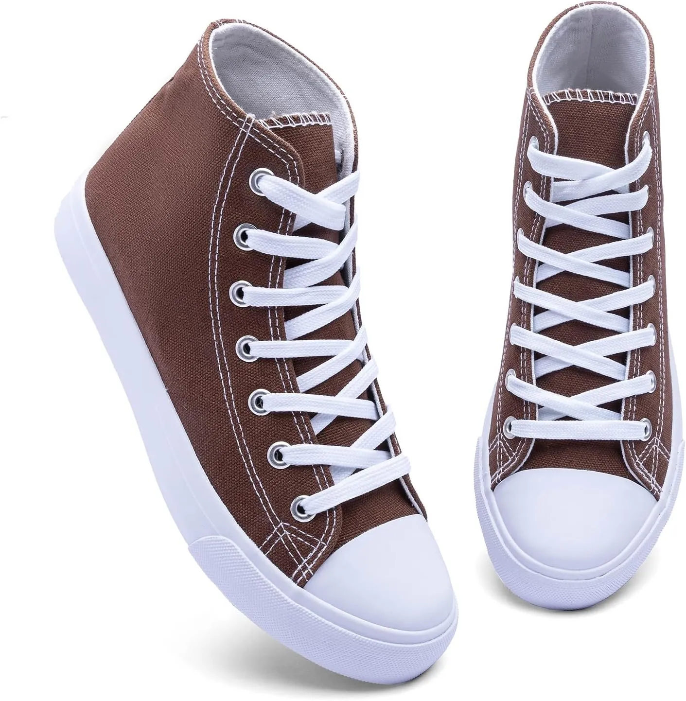 Women's High-Top Canvas Sneakers  Classic Lace-Up Casual Shoes with Extra Shoelaces  Comfortable, Stylish, and Durable