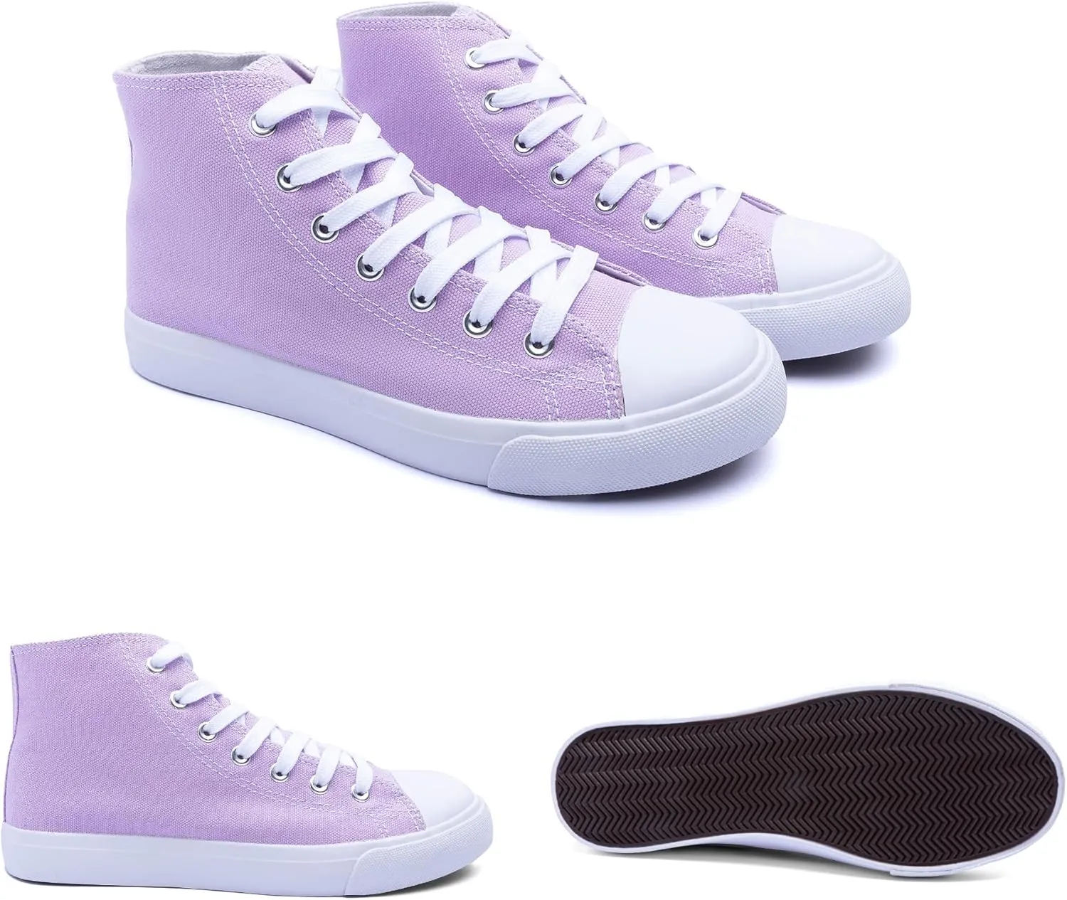 Women's High-Top Canvas Sneakers  Classic Lace-Up Casual Shoes with Extra Shoelaces  Comfortable, Stylish, and Durable