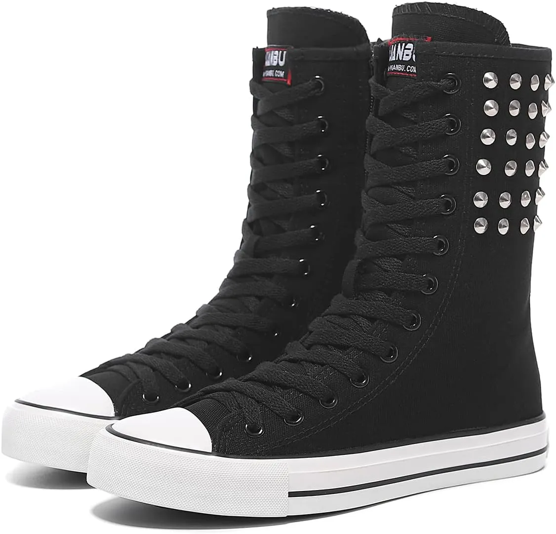 Womens High Top Canvas Sneakers Lace up Fashion Casual Shoes for Girls