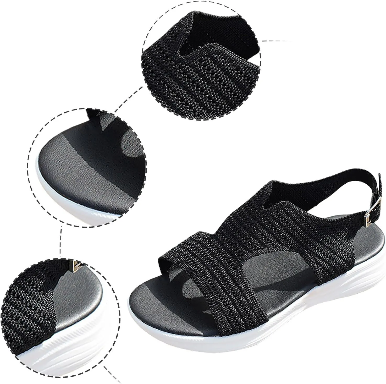 Women's Sandals Open Toe Design Thick Sole Pure Mesh Construction Summer Stylish Footwear Lace up Sandals for Women