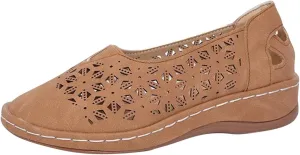 Womens Sandals Slip-on Platform Wedge for Women Slides Shoes Hollow Out Wide Toe Low Heels Flat Loafers Comfort Beach Boho Walking Round-Headed Loafer Vintage Non-Slip Sandals