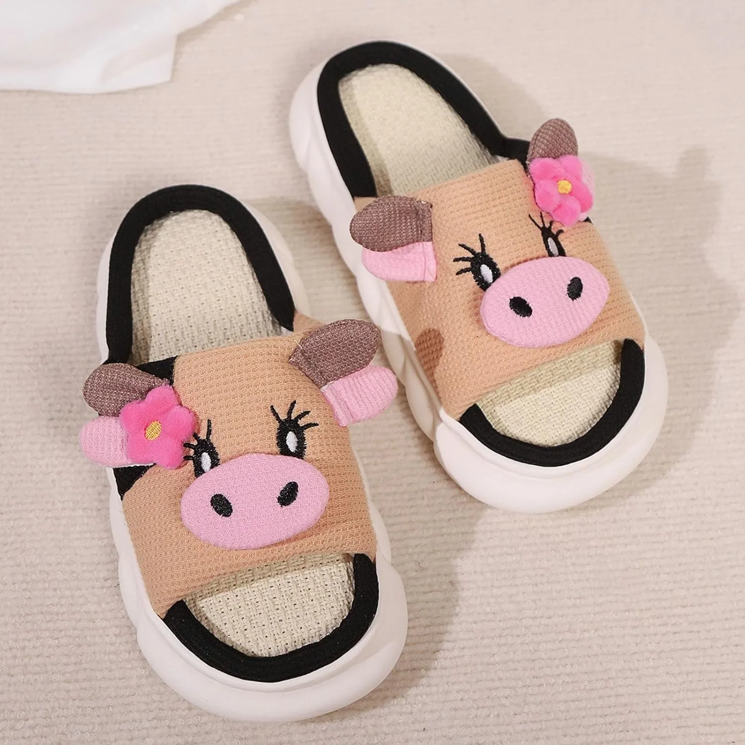 Women's Slippers Soft Thick Soled Slippers Fashionable Memory Foam Leather for Women Indoor