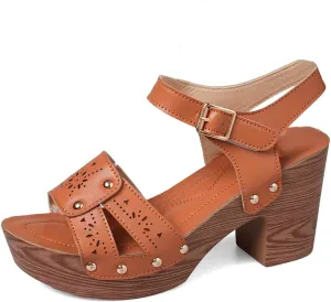 Women's Summer High Heel Sandals Comfortable Open Toe Dressy Slip On Shoes For Casual Vacation Work Date Outfits