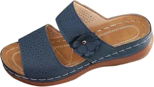 Women's Summer Sandals Casual Flat Slip On Beach Toe Post Comfortable Walking Shoes for Vacation Outfit