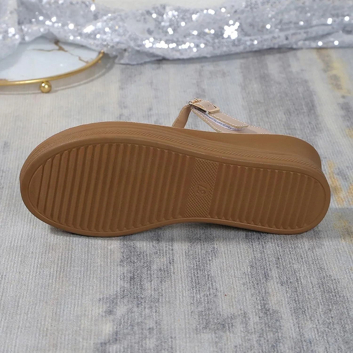 Women's Summer Wedge Sandals Open Toe Leather Casual Comfortable Beach Shoes for Outdoor Walking and Daily Wear