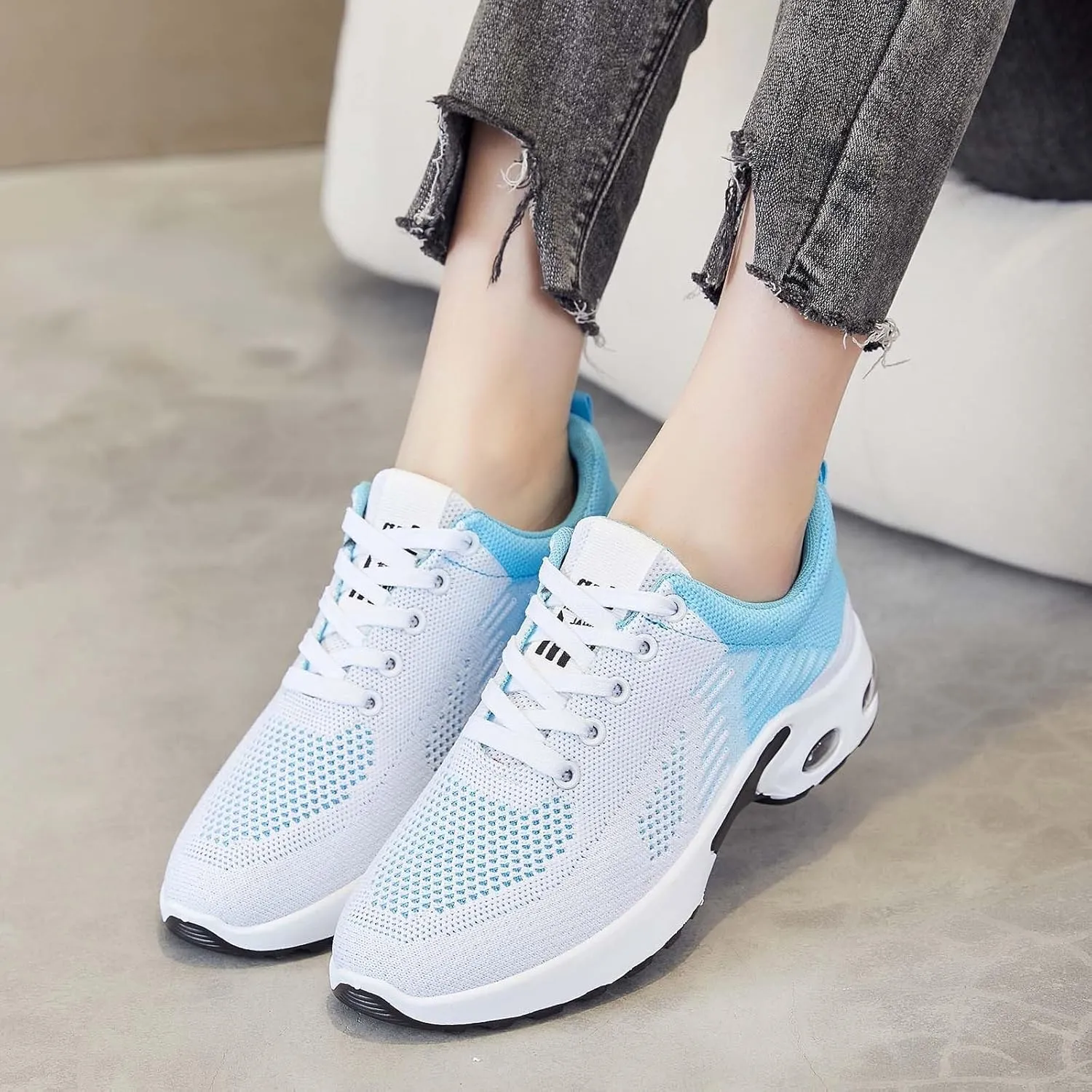 Womens Walking Sneakers Air Cushion Running Shoes Lightweight Quick-Dry Tennis Shoe Fashion Mesh Breathable Gym Sneaker Athletic Comfortable Casual Shoes Work Sneakers