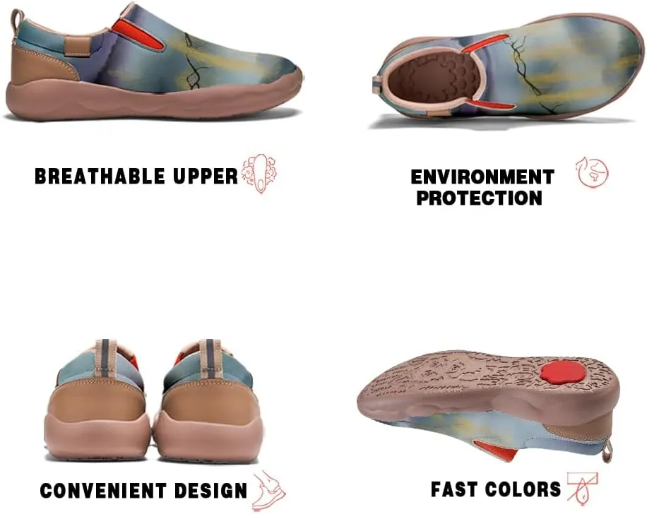 Women's Walking Travel Shoes Comfortable Painted Slip On Loafers Casual Holiday Shoe