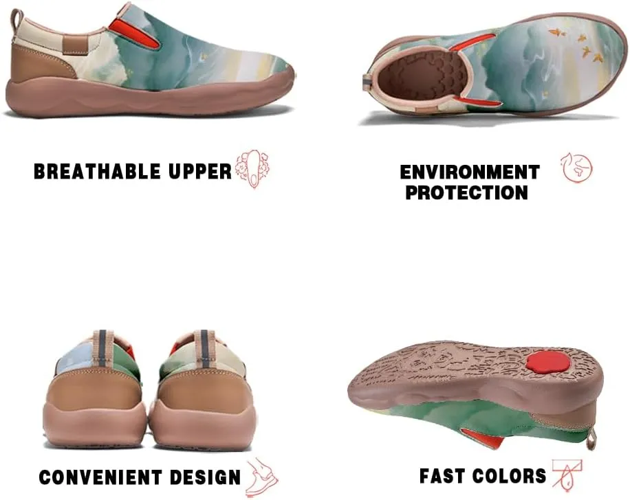 Women's Walking Travel Shoes Comfortable Painted Slip On Loafers Casual Holiday Shoe