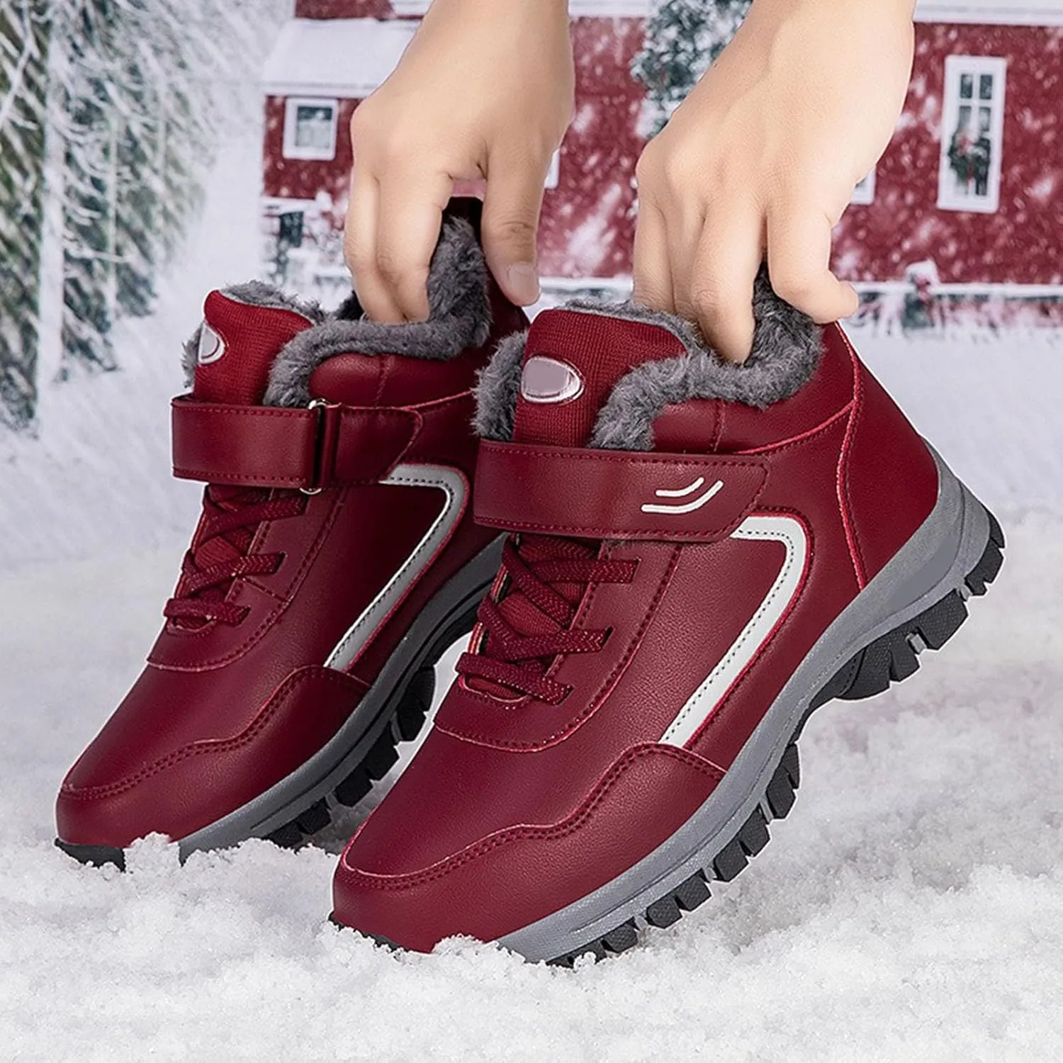 Women's Winter Ankle Boots Plus Velvet Warm Snow Boots Water Proof Insulated Boots Fashion Short Snow Boots