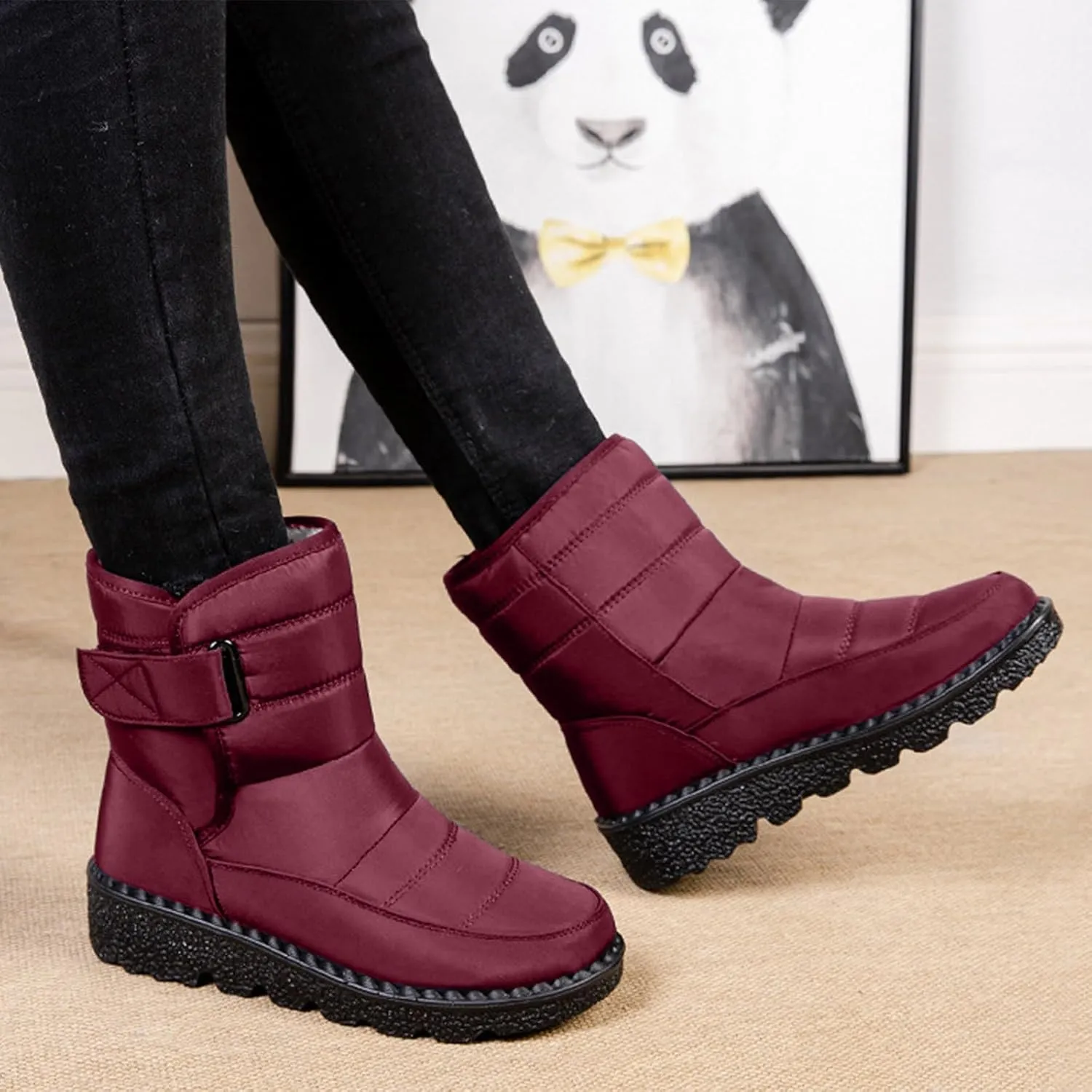 Women's Winter Boots Comfort Snow Boots Solid Plush Insulated Snow Boots Outdoor Thick Bottom Non Slip Boots