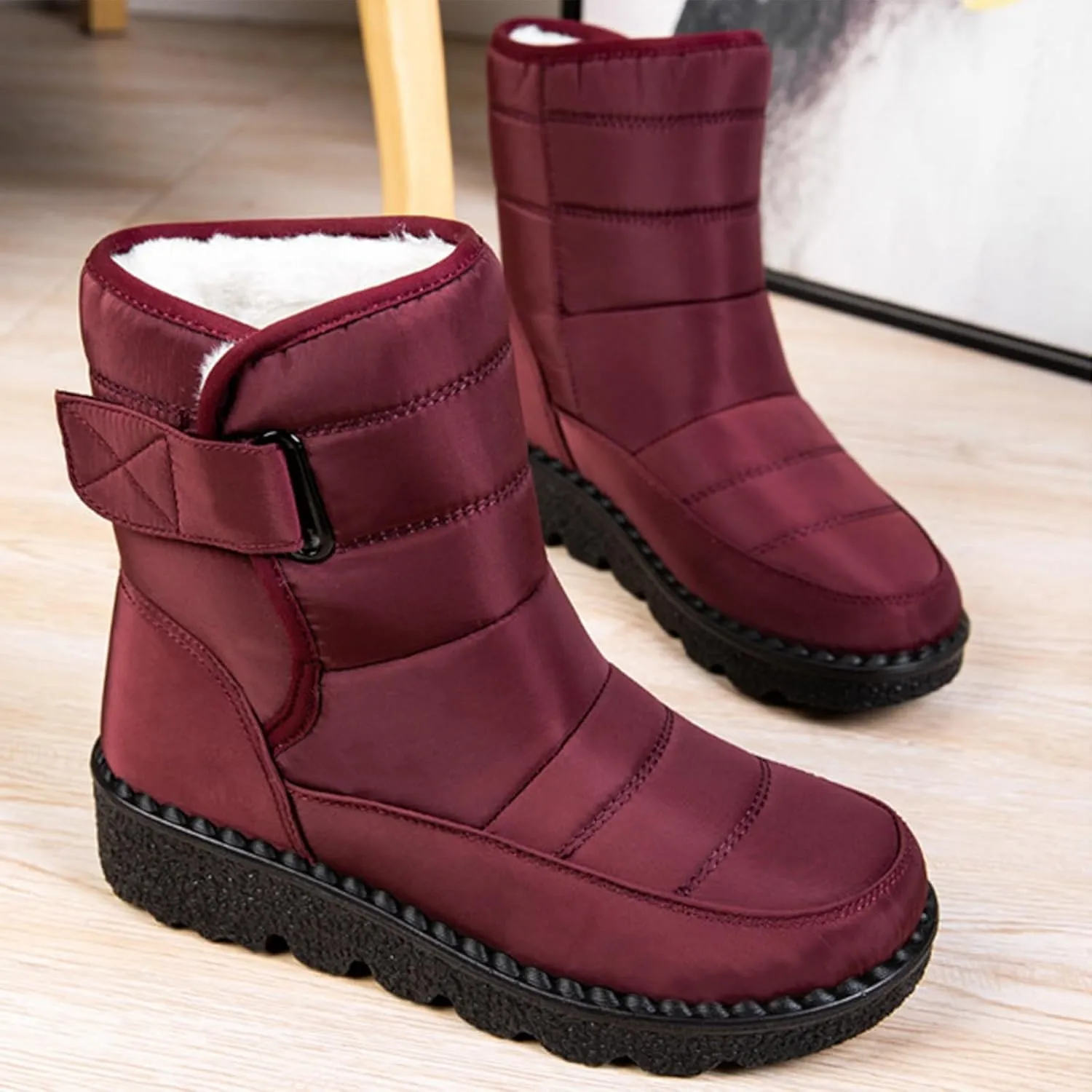 Women's Winter Boots Comfort Snow Boots Solid Plush Insulated Snow Boots Outdoor Thick Bottom Non Slip Boots