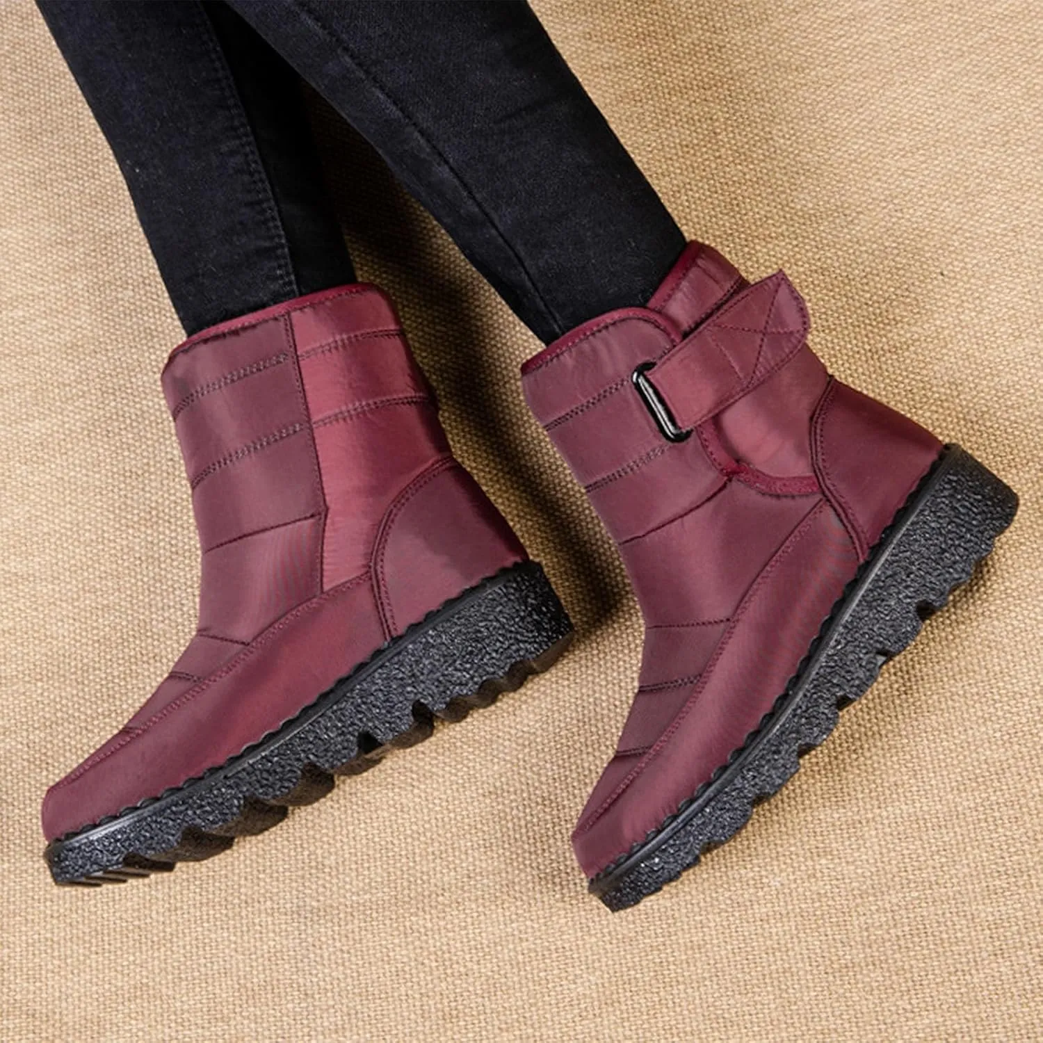 Women's Winter Boots Comfort Snow Boots Solid Plush Insulated Snow Boots Outdoor Thick Bottom Non Slip Boots
