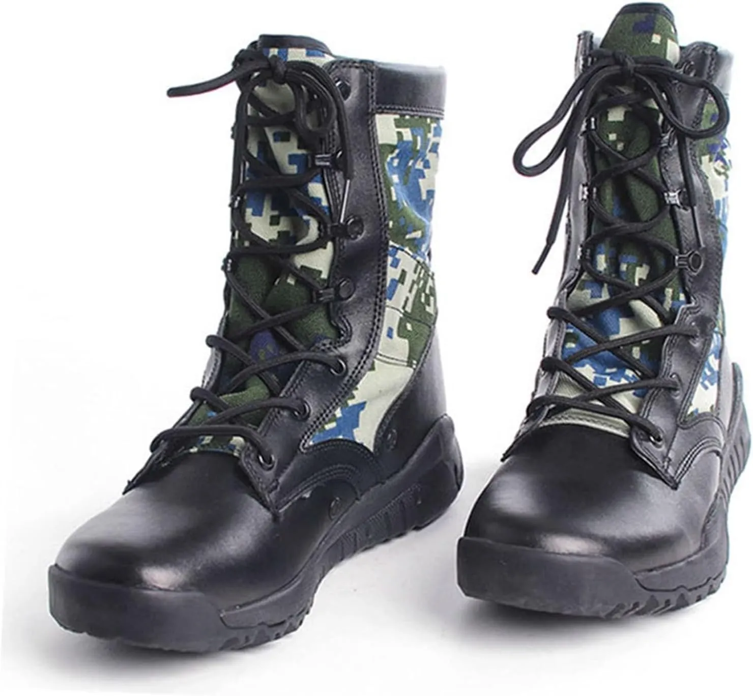 Wygwlg Camouflage Combat Boots, Mens Breathable Anti Kick and Anti-Collision Combat Outdoor Boots, Fashion Round Durable Toe Desert Boots, for Camping, Hiking, Jungle Combat