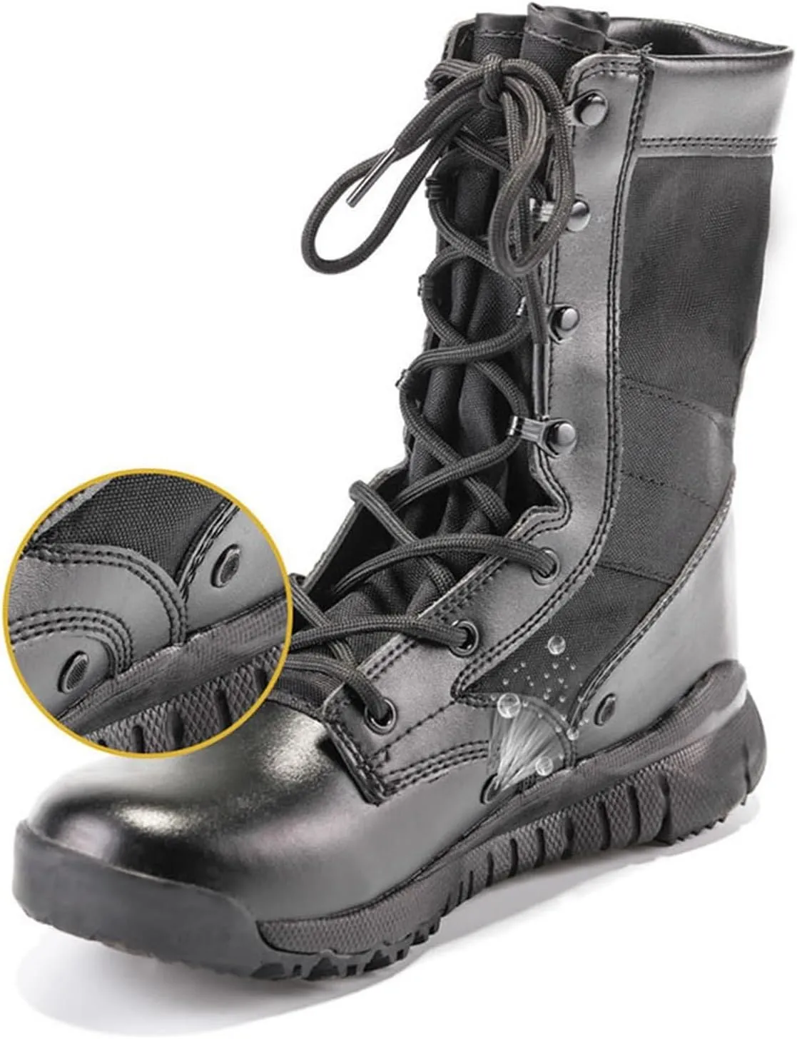 Wygwlg Camouflage Combat Boots, Mens Breathable Anti Kick and Anti-Collision Combat Outdoor Boots, Fashion Round Durable Toe Desert Boots, for Camping, Hiking, Jungle Combat