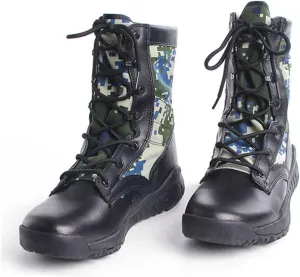 Wygwlg Camouflage Combat Boots, Mens Breathable Anti Kick and Anti-Collision Combat Outdoor Boots, Fashion Round Durable Toe Desert Boots, for Camping, Hiking, Jungle Combat