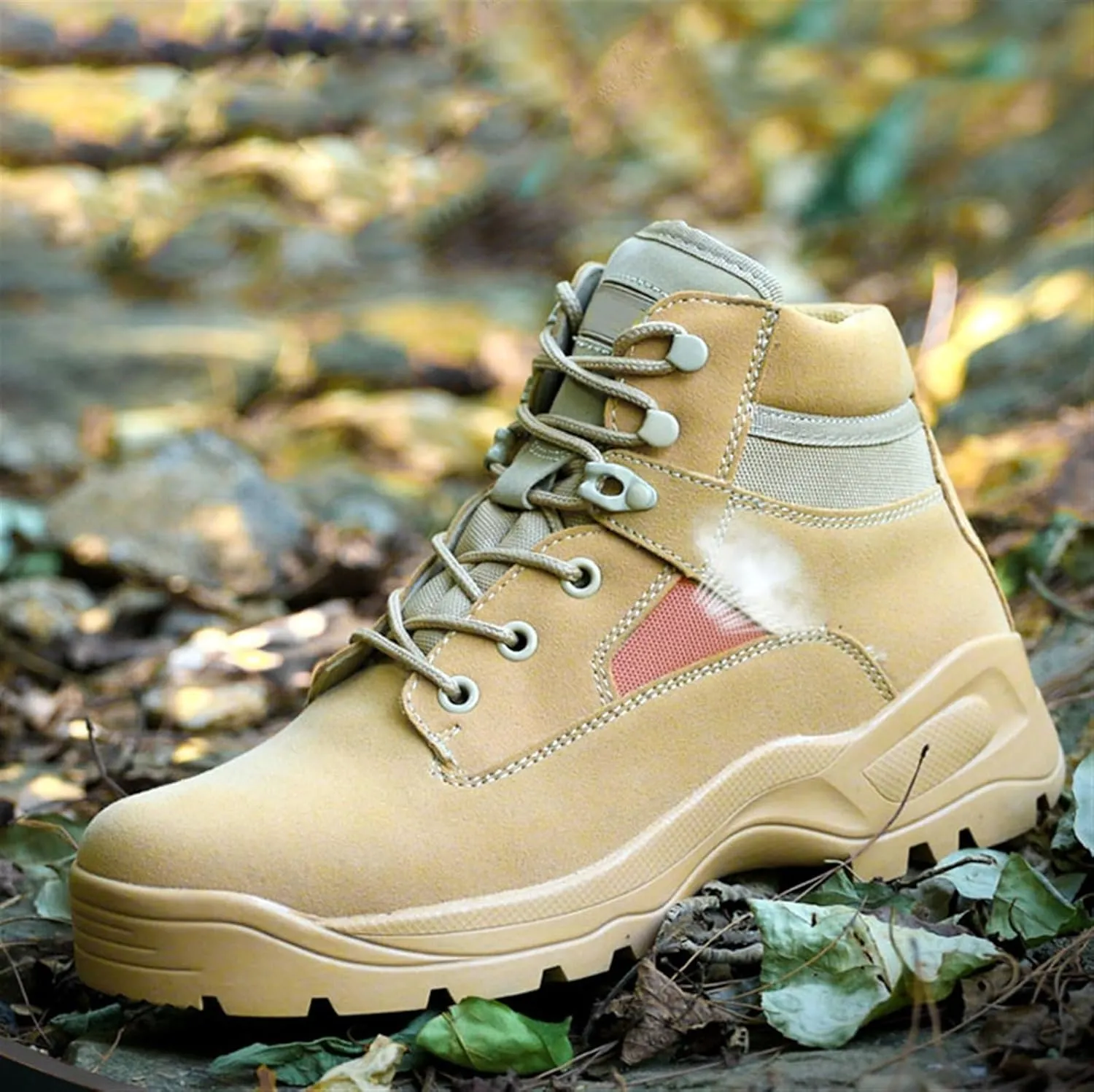 Wygwlg Combat Boots Men, Mens Low Height Durable Lace up Non Slip Combat Tactical, Lightweight Breathable Security Hunting Boots, for Hiking, Motorcycle, Climbing, Army Training