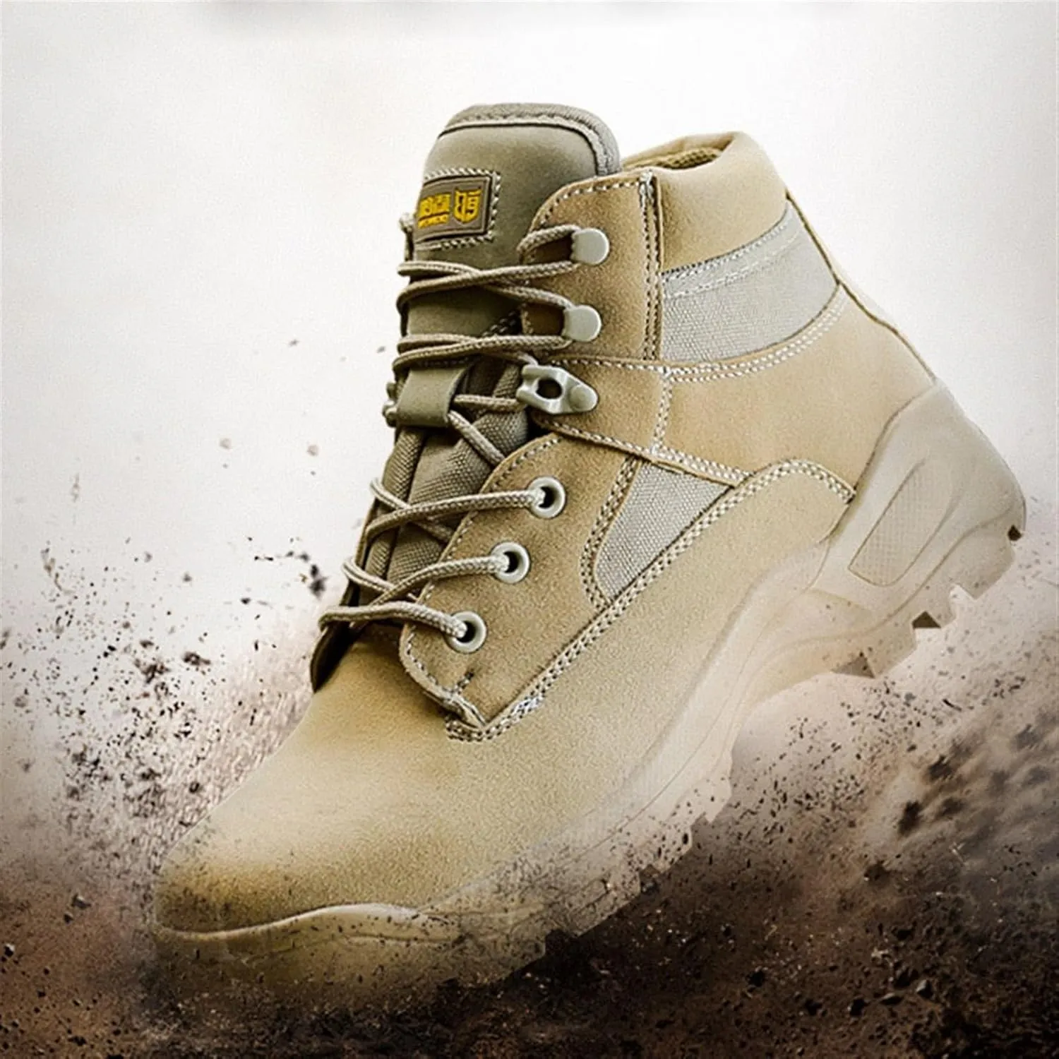 Wygwlg Combat Boots Men, Mens Low Height Durable Lace up Non Slip Combat Tactical, Lightweight Breathable Security Hunting Boots, for Hiking, Motorcycle, Climbing, Army Training