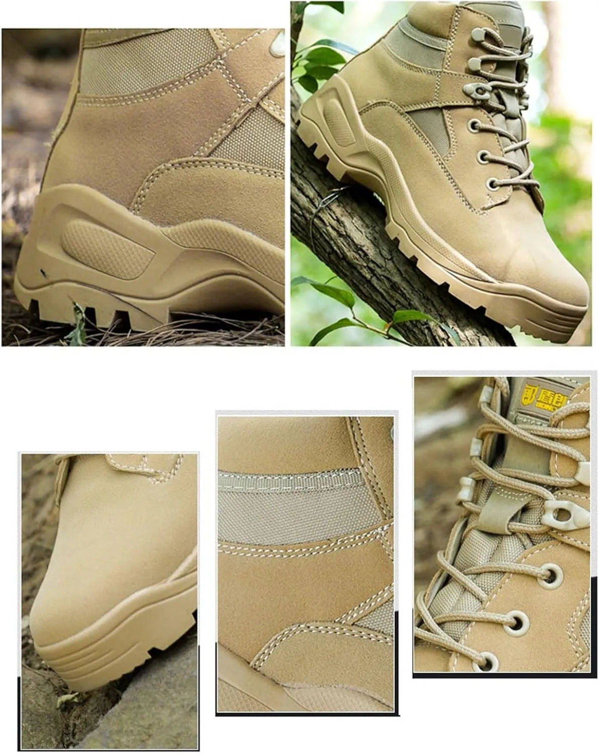 Wygwlg Combat Boots Men, Mens Low Height Durable Lace up Non Slip Combat Tactical, Lightweight Breathable Security Hunting Boots, for Hiking, Motorcycle, Climbing, Army Training