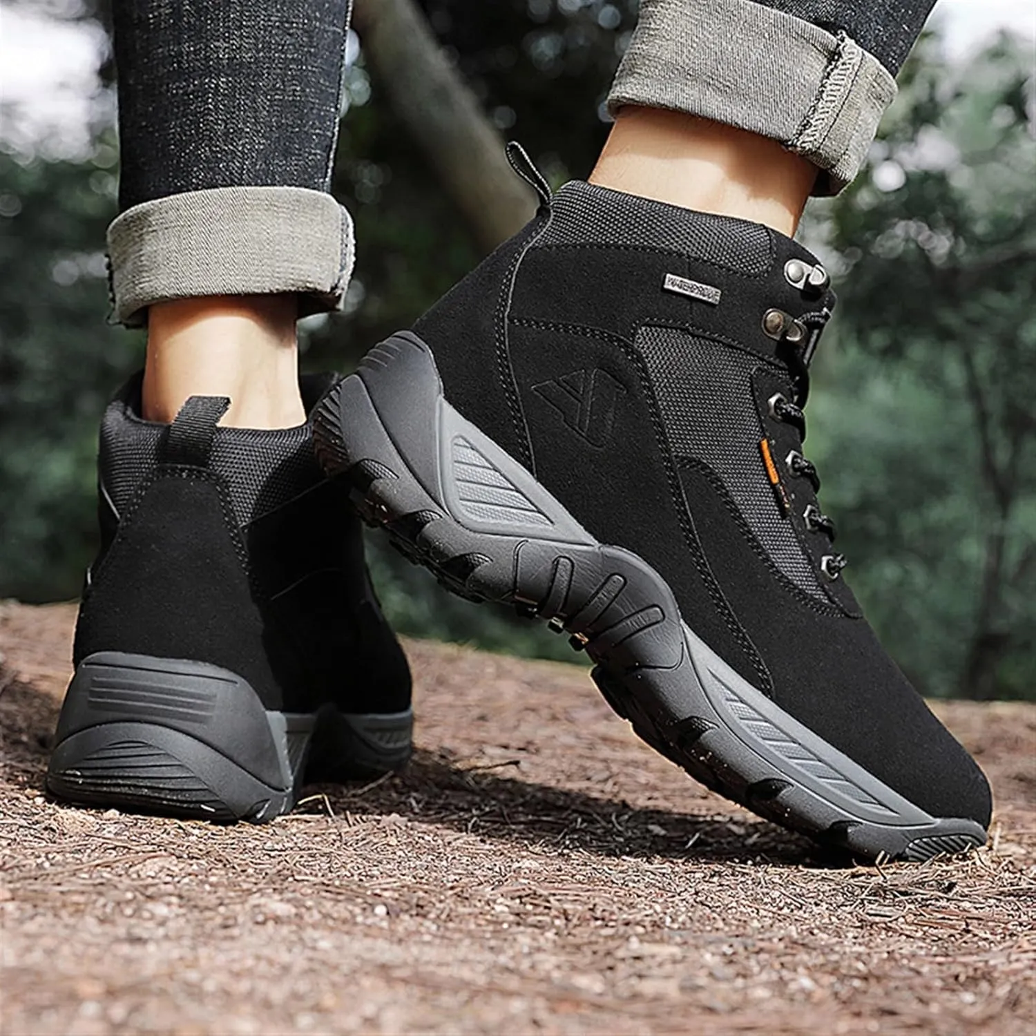 Wygwlg Mens Lightweight Tactical Military Boots, Men Outdoor Lace up Non Slip Shock Absorption Sole Breathable Combat Boots, Fashion Hiking Work Boots, for Work, Security, Motorcycle, Combat
