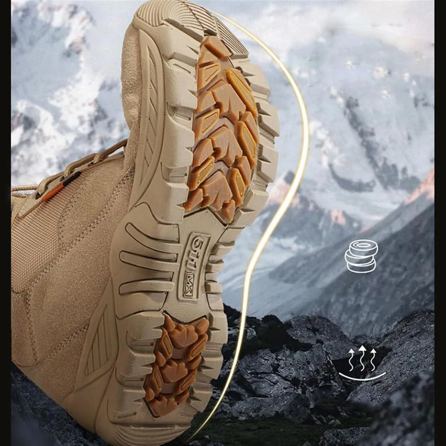 Wygwlg Mens Lightweight Tactical Military Boots, Men Outdoor Lace up Non Slip Shock Absorption Sole Breathable Combat Boots, Fashion Hiking Work Boots, for Work, Security, Motorcycle, Combat