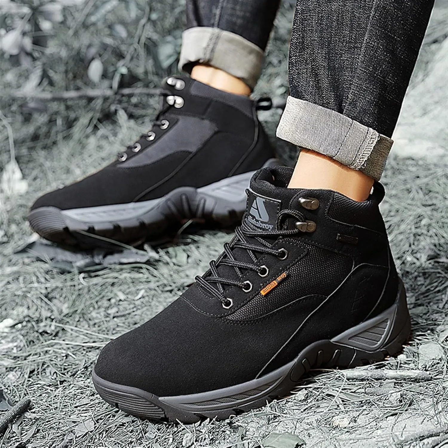 Wygwlg Mens Lightweight Tactical Military Boots, Men Outdoor Lace up Non Slip Shock Absorption Sole Breathable Combat Boots, Fashion Hiking Work Boots, for Work, Security, Motorcycle, Combat