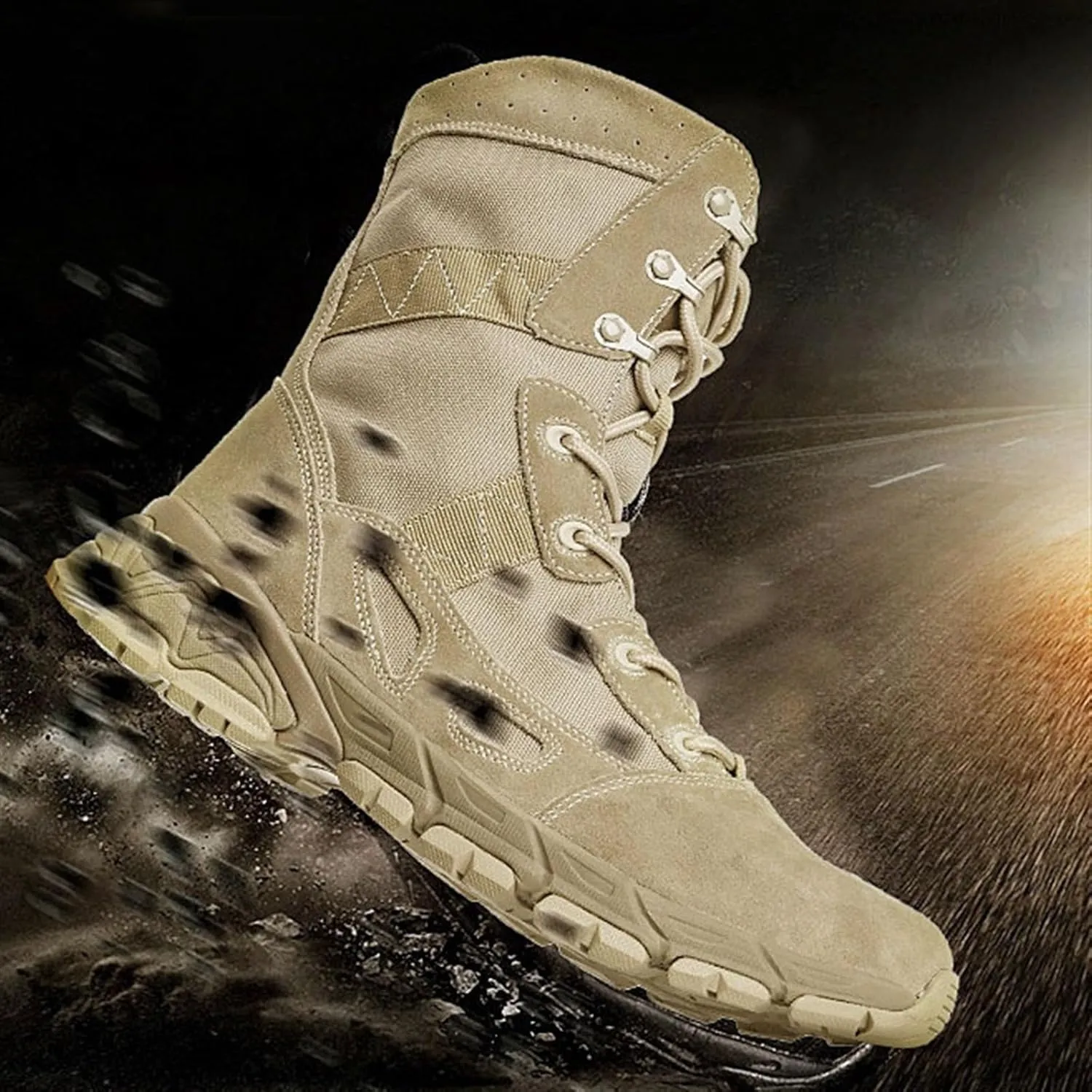 Wygwlg Mens Tactical Military Boots, Men's Plus Size Lace up Breathable High Top Desert Combat Boots, Resistant Combat Sneakers Shoes, for Outdoor Sports Like Camping, Climbing, Cycling