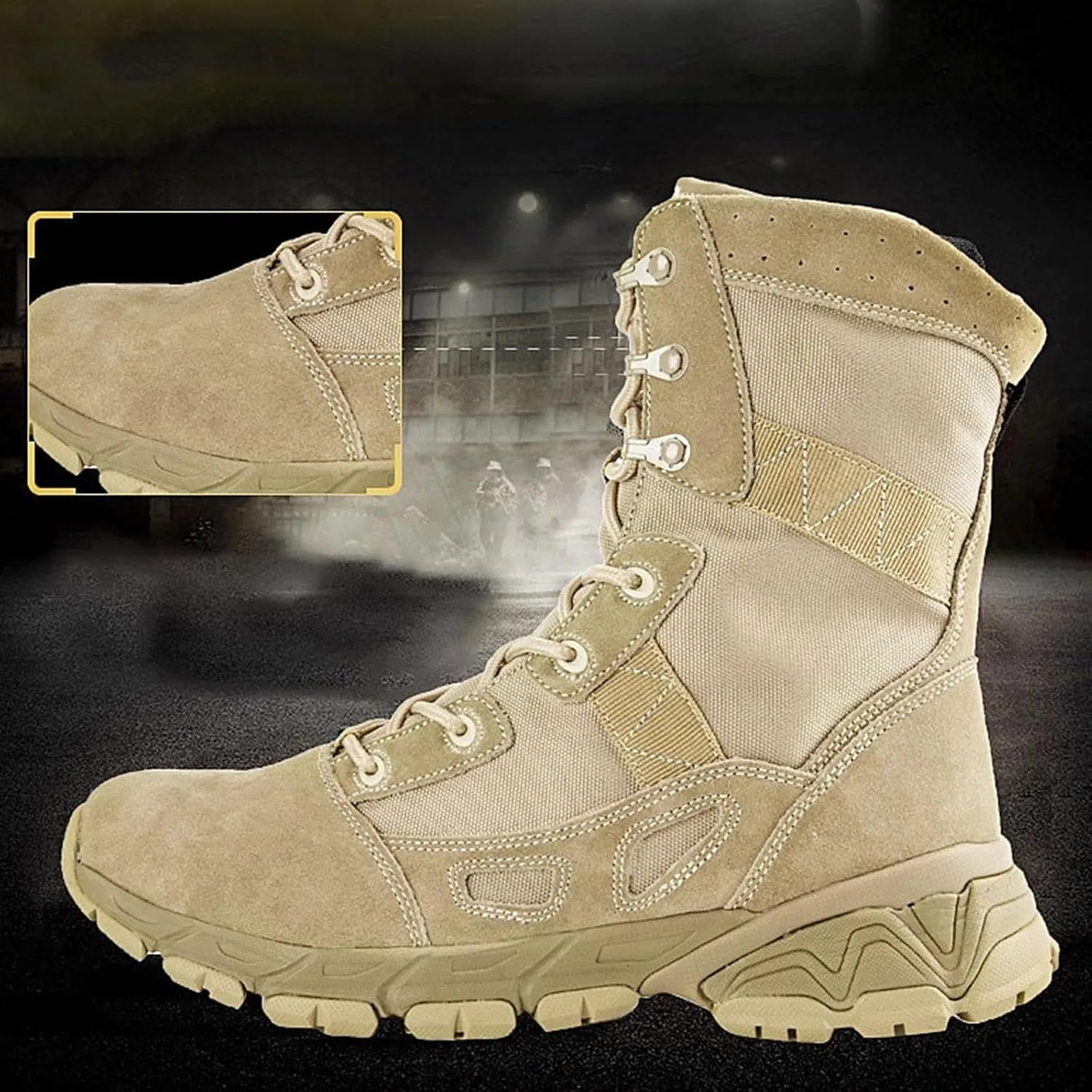 Wygwlg Mens Tactical Military Boots, Men's Plus Size Lace up Breathable High Top Desert Combat Boots, Resistant Combat Sneakers Shoes, for Outdoor Sports Like Camping, Climbing, Cycling