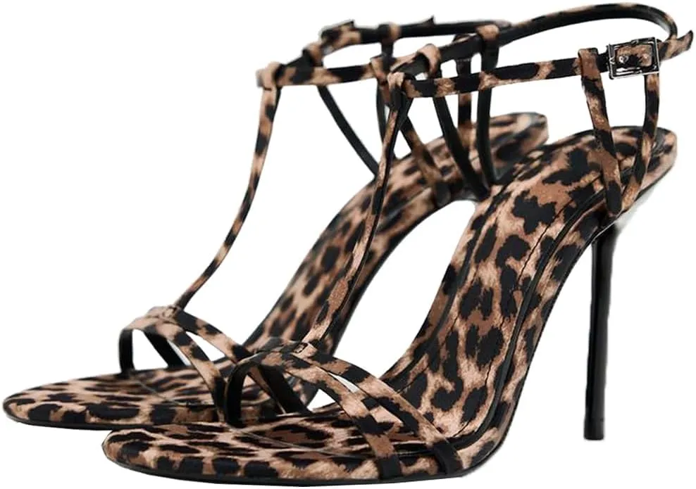 YIYA Women's Metallic Gold Open Round Toe Ankle Strappy Stiletto Kitten High Heels Sandals Party Dress Shoes
